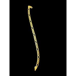 925 Gold Tone Sterling Silver Figaro Link Chain Bracelet Lobster Clasp 7"